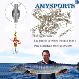 AMYSPORTS High Strength Fishing Snap Swivels - Ball Bearing Barrel Swivels, Stainless, Saltwater Corrosion Resistant - 25pcs, 31lbs AMYSPORTS High Strength Fishing Snap Swivels - Ball Bearing Barrel Swivels, Stainless, Saltwater Corrosion Resistant - 25pcs, 31lbs