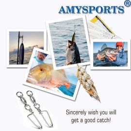 AMYSPORTS High Strength Fishing Snap Swivels - Ball Bearing Barrel Swivels, Stainless, Saltwater Corrosion Resistant - 25pcs, 31lbs AMYSPORTS High Strength Fishing Snap Swivels - Ball Bearing Barrel Swivels, Stainless, Saltwater Corrosion Resistant - 25pcs, 31lbs