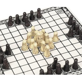 Hnefatafl Board Game - Viking Chess Set - The Masters Edition with Cloth Board and Detailed Resin Pieces - Two Player Strategy Board Game