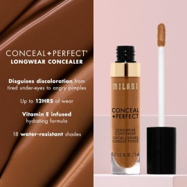 Milani Conceal + Perfect Longwear Concealer - Medium Beige (0.17 Fl. Oz.) Vegan, Cruelty-Free Liquid Concealer - Cover Dark Circles, Blemishes & Skin Imperfections for Long-Lasting Wear Milani Conceal + Perfect Longwear Concealer - Medium Beige (0.17 Fl. Oz.) Vegan, Cruelty-Free Liquid Concealer - Cover Dark Circles, Blemishes & Skin Imperfections for Long-Lasting Wear