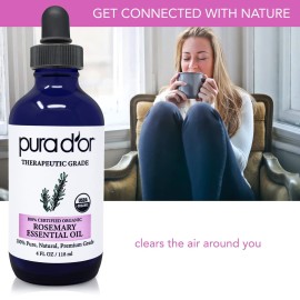 PURA D\'OR Organic Rosemary Essential Oil, 4oz, Therapeutic Grade, for Hair, Body, Skin, Aromatherapy, Relaxation, Massage, Mood, Relief, Home, DIY Soap PURA D\'OR Organic Rosemary Essential Oil, 4oz, Therapeutic Grade, for Hair, Body, Skin, Aromatherapy, Relaxation, Massage, Mood, Relief, Home, DIY Soap