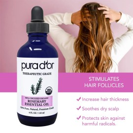 PURA D\'OR Organic Rosemary Essential Oil, 4oz, Therapeutic Grade, for Hair, Body, Skin, Aromatherapy, Relaxation, Massage, Mood, Relief, Home, DIY Soap PURA D\'OR Organic Rosemary Essential Oil, 4oz, Therapeutic Grade, for Hair, Body, Skin, Aromatherapy, Relaxation, Massage, Mood, Relief, Home, DIY Soap