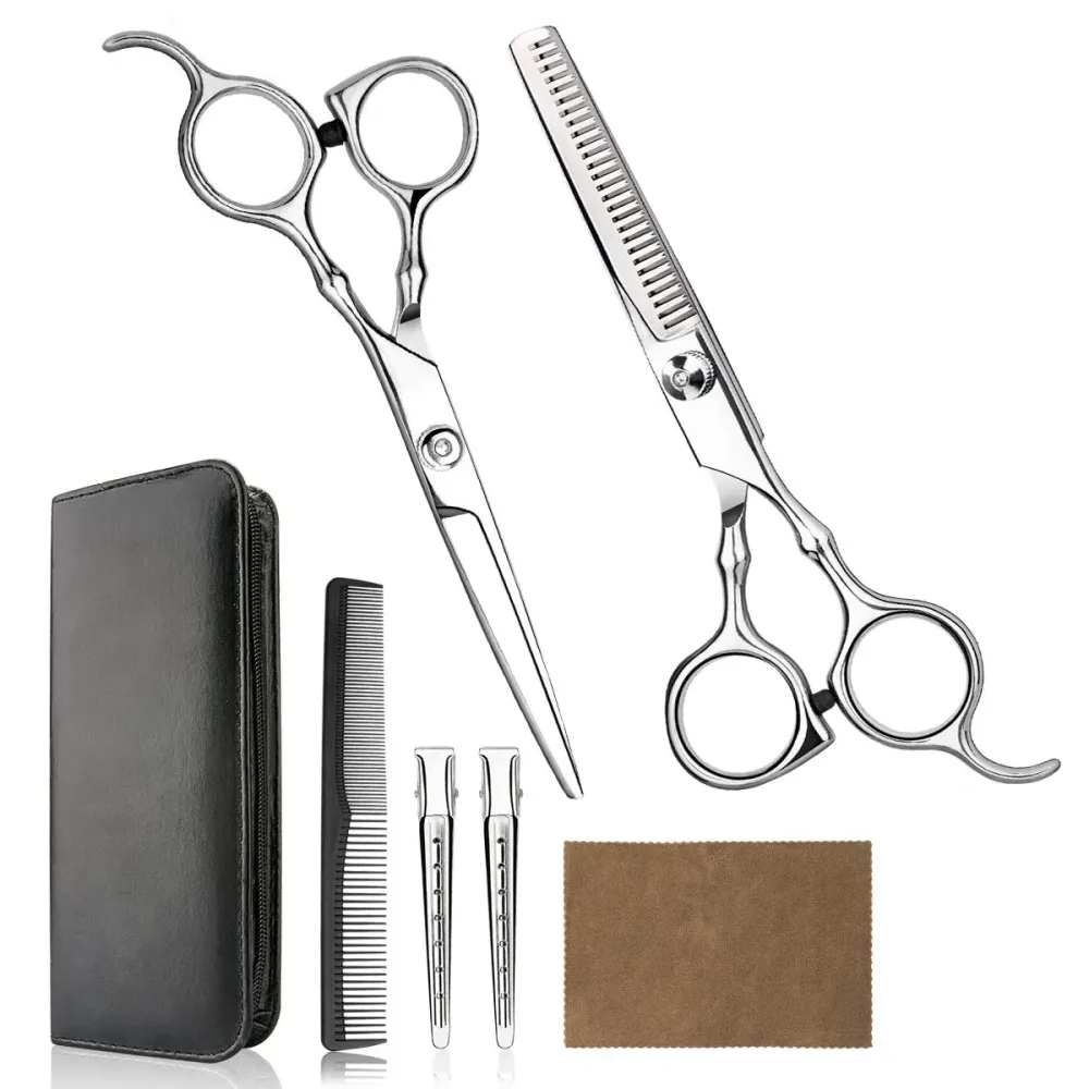 Hair Cutting Scissors Professional Home Haircutting Barber/Salon Thinning Shears Kit with Comb and Case for Men/Women (Silver) Hair Cutting Scissors Professional Home Haircutting Barber/Salon Thinning Shears Kit with Comb and Case for Men/Women (Silver)