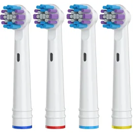 Replacement Toothbrush Heads for Oral-B, 4 Pack Replacement Heads Compatible with Oral B Braun Electric Toothbrush (4 Pack) (White, 1 Count (Pack of 4))