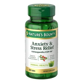 Nature\'s Bounty Stress Relief Ashwagandha KSM 66 Tablets, Mood Support, 50 Count