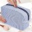 GFU Makeup Bag for Women, Cute Cosmetic Bag, Lightweight Toiletry Make up Bag, Large Seersucker Aesthetic Organizer Storage Pouch for Girls, Women and Moms Gifts, Blue