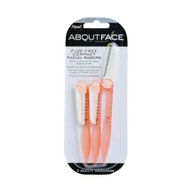 About Face Fuzz-Free Compact Facial Razors for Shaving & Exfoliating - Includes 3 Beauty Groomers - For Face, Lips & Eyebrows About Face Fuzz-Free Compact Facial Razors for Shaving & Exfoliating - Includes 3 Beauty Groomers - For Face, Lips & Eyebrows