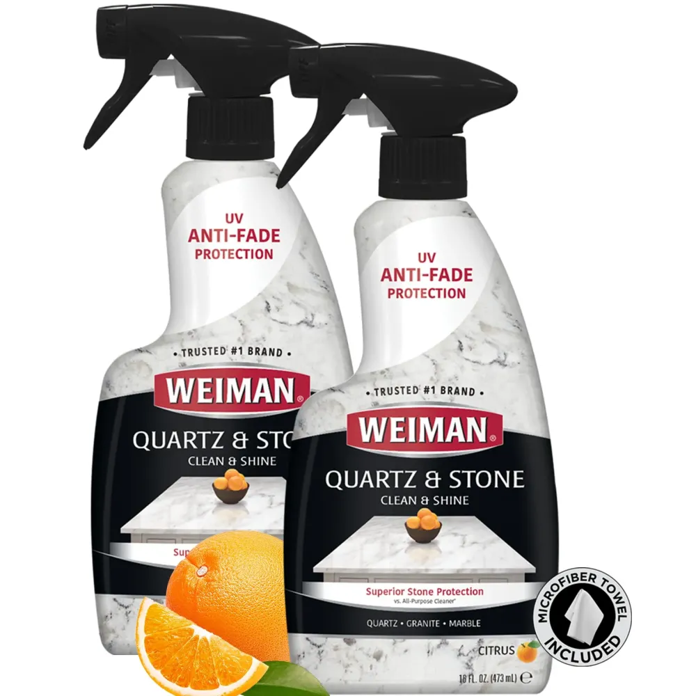 Weiman Quartz Countertop Cleaner and Polish (2 Pack w/Micro Towel) Clean and Shine Your Quartz Countertops Islands and Stone Surfaces with Ultra Violet Protection Weiman Quartz Countertop Cleaner and Polish (2 Pack w/Micro Towel) Clean and Shine Your Quartz Countertops Islands and Stone Surfaces with Ultra Violet Protection