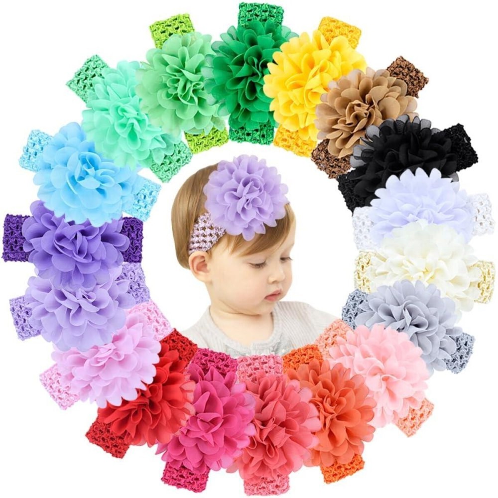 jollybows 18pcs Baby Girls Headband Chiffon Flower Soft Stretchy Hair Band Hair Accessories for Baby Girls Newborns Infants Toddlers and Kids jollybows 18pcs Baby Girls Headband Chiffon Flower Soft Stretchy Hair Band Hair Accessories for Baby Girls Newborns Infants Toddlers and Kids