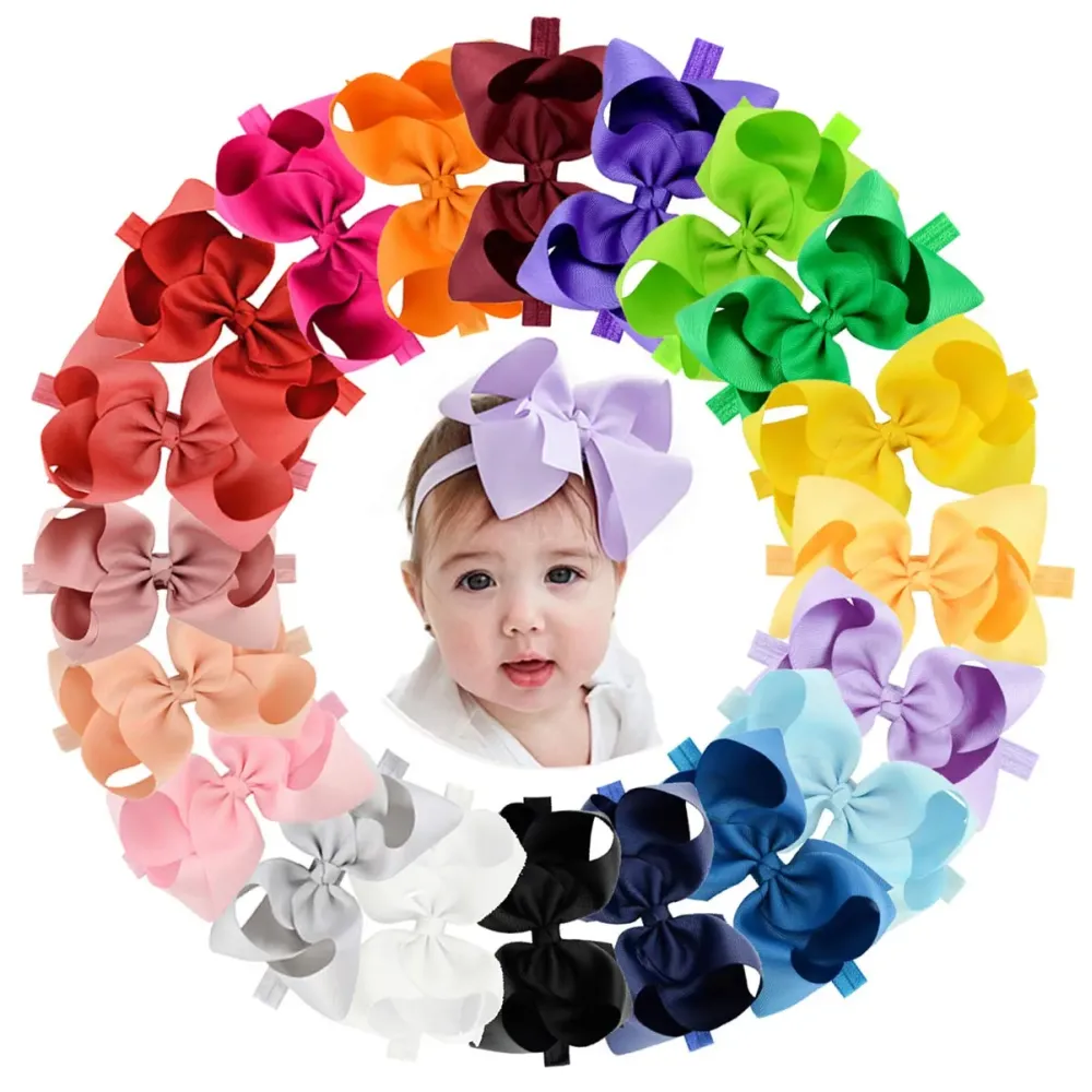 jollybows 20pcs Baby Girls Grosgrain Ribbon Hair Bows Headbands 6 Elastic Hair Band Hair Accessories for Infants Newborn (Multicoloured 6 Bows Elastic Headband) jollybows 20pcs Baby Girls Grosgrain Ribbon Hair Bows Headbands 6 Elastic Hair Band Hair Accessories for Infants Newborn (Multicoloured 6 Bows Elastic Headband)