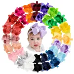 jollybows 20pcs Baby Girls Grosgrain Ribbon Hair Bows Headbands 6 Elastic Hair Band Hair Accessories for Infants Newborn (Multicoloured 6 Bows Elastic Headband)