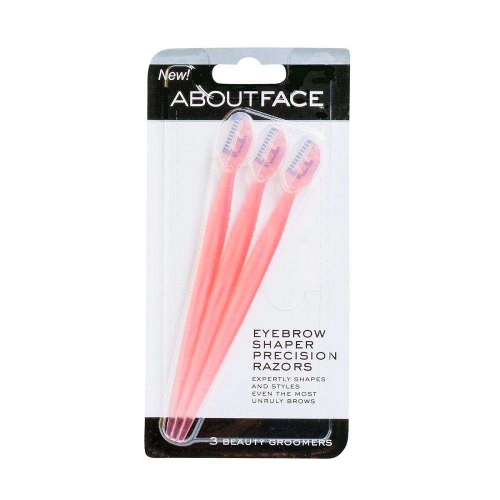 About Face Facial Razor & Eyebrow Shaper (3 Ct) - Removes Peach Fuzz on Cheeks, Chin, or Forehead & Delicately Shapes Eyebrows About Face Facial Razor & Eyebrow Shaper (3 Ct) - Removes Peach Fuzz on Cheeks, Chin, or Forehead & Delicately Shapes Eyebrows