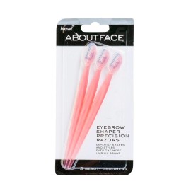 About Face Facial Razor & Eyebrow Shaper (3 Ct) - Removes Peach Fuzz on Cheeks, Chin, or Forehead & Delicately Shapes Eyebrows