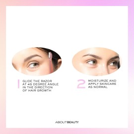 About Face Facial Razor & Eyebrow Shaper (3 Ct) - Removes Peach Fuzz on Cheeks, Chin, or Forehead & Delicately Shapes Eyebrows About Face Facial Razor & Eyebrow Shaper (3 Ct) - Removes Peach Fuzz on Cheeks, Chin, or Forehead & Delicately Shapes Eyebrows