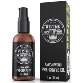 Viking Revolution Sandalwood Pre-Shave Oil for Men - Smooth, Irritation-Free Shave, 1 Fl Oz - All Skin Types