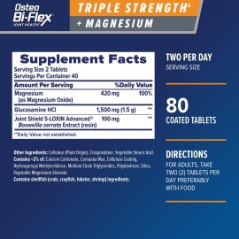 Osteo Bi-Flex Triple Strength Joint Supplement with Glucosamine & Magnesium, Gluten Free, 80 Tablets
