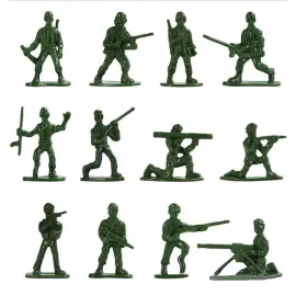 HAPTIME 100-Piece Green Toy Soldiers - 12 Poses, Detailed and Balanced Mini Army Men - Perfect for Pretend Play, Educational Projects, Cake Decorations, and Military-Themed Parties - 1 Inches Tall