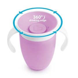 Munchkin Sippy Cup for 6 Month Old and Up, Spill Proof Miracle 360 Toddler Cups with Transition Handles, 7 Ounce, 2 Pack, Pink/Purple Munchkin Sippy Cup for 6 Month Old and Up, Spill Proof Miracle 360 Toddler Cups with Transition Handles, 7 Ounce, 2 Pack, Pink/Purple