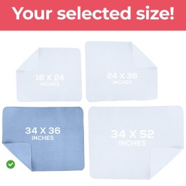 Utopia Bedding Washable Underpads 34 x 36 (Pack of 4), Waterproof Reusable Heavy Absorbency Incontinence Bed Pads for Adults, Kids, Elderly and Pets, Bedwetting Pads for Sofa and Couch (Blue)