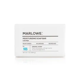 MARLOWE. No. 105 Bar Soap for Men 7 oz, Moisturizing Body Soap, Nourishing & Refreshing with Natural Extracts, Shea Butter, Olive Oil & Green Tea Extracts, Fresh Woodsy Scent