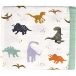 Little Jump Dinosaur Muslin Blanket Baby Quilt - Silky Soft and Breathable Crib Blanket for Daycare - Large 47 x 47 - 2 Layers Toddler Summer Blankets for Boys (Dinosaur)