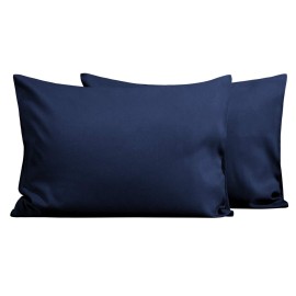 FLXXIE 2 Pack Microfiber Toddler Pillowcases, 14x20 Inches Fits Baby Pillow Sized 12x16, 13x18 or 14x20, Soft and Cozy Small Travel Pillow Covers with Envelope Closure, Navy