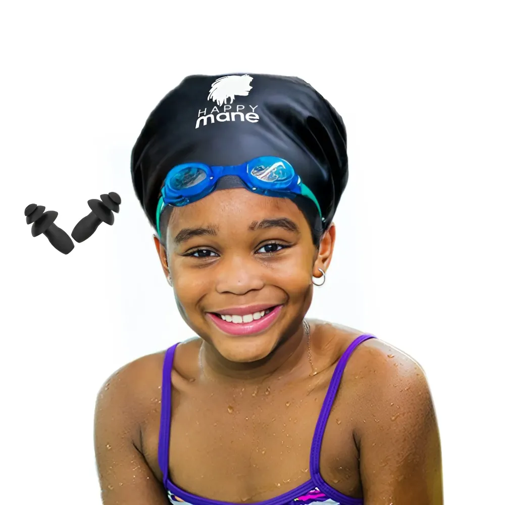 Happy Mane Silicone Swim Cap for Braids and Dreadlocks - Keeps Your Hair Dry While Swimming and Bathing Long Hair, Extensions, and Curly Hair - Large Shower Cap for Women, Men, Kids (Black, Small) Happy Mane Silicone Swim Cap for Braids and Dreadlocks - Keeps Your Hair Dry While Swimming and Bathing Long Hair, Extensions, and Curly Hair - Large Shower Cap for Women, Men, Kids (Black, Small)