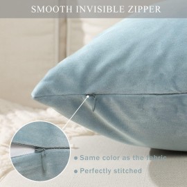 Stellhome Super Soft Velvet Square Throw Pillow Covers for Bed Couch Sofa Bench, 18 x 18 inch (45 cm), Silver Blue, Pack of 2 Stellhome Super Soft Velvet Square Throw Pillow Covers for Bed Couch Sofa Bench, 18 x 18 inch (45 cm), Silver Blue, Pack of 2