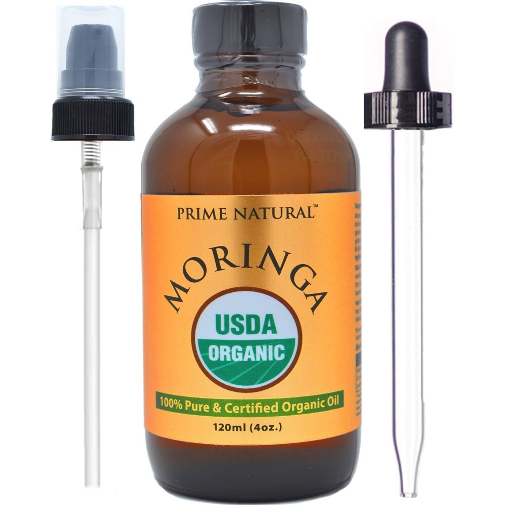 PRIME NATURAL Organic Moringa Oil USDA Certified, 100% Pure, Cold Pressed, Virgin, Unrefined Oil (4oz /120ml) - Joints, Skin, Face, Body & Hair - Vegan - Food Grade - Natural Moisturizer PRIME NATURAL Organic Moringa Oil USDA Certified, 100% Pure, Cold Pressed, Virgin, Unrefined Oil (4oz /120ml) - Joints, Skin, Face, Body & Hair - Vegan - Food Grade - Natural Moisturizer