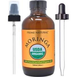 PRIME NATURAL Organic Moringa Oil USDA Certified, 100% Pure, Cold Pressed, Virgin, Unrefined Oil (4oz /120ml) - Joints, Skin, Face, Body & Hair - Vegan - Food Grade - Natural Moisturizer PRIME NATURAL Organic Moringa Oil USDA Certified, 100% Pure, Cold Pressed, Virgin, Unrefined Oil (4oz /120ml) - Joints, Skin, Face, Body & Hair - Vegan - Food Grade - Natural Moisturizer