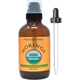 PRIME NATURAL Organic Moringa Oil USDA Certified, 100% Pure, Cold Pressed, Virgin, Unrefined Oil (4oz /120ml) - Joints, Skin, Face, Body & Hair - Vegan - Food Grade - Natural Moisturizer PRIME NATURAL Organic Moringa Oil USDA Certified, 100% Pure, Cold Pressed, Virgin, Unrefined Oil (4oz /120ml) - Joints, Skin, Face, Body & Hair - Vegan - Food Grade - Natural Moisturizer