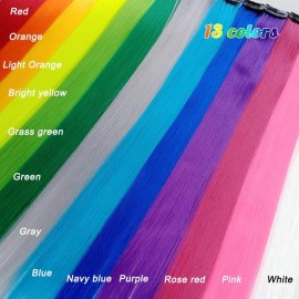 26 Packs Colored Hair Extensions 20Inch Straight Multi-Colors Party Highlights Clip In Hair Extension Synthetic Rainbow Hairpieces for Girls Kids Gift(13 colored) 26 Packs Colored Hair Extensions 20Inch Straight Multi-Colors Party Highlights Clip In Hair Extension Synthetic Rainbow Hairpieces for Girls Kids Gift(13 colored)