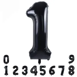 TONIFUL 40 Inch Black Large Numbers Balloons0-9, Number 1 Digital 1 Helium Balloons,Foil Mylar Big Number Balloons for Birthday Party supplies Decorations