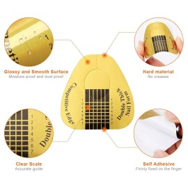 AHIER Gold Horseshoe Nail Forms, 200PCS Nail Extension Tips and UV Gel Guide Stickers AHIER Gold Horseshoe Nail Forms, 200PCS Nail Extension Tips and UV Gel Guide Stickers