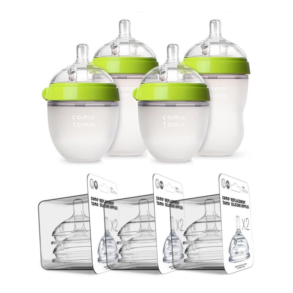 Comotomo Baby Bottle Bundle, Green, (7 Piece Set) Comotomo Baby Bottle Bundle, Green, (7 Piece Set)