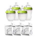 Comotomo Baby Bottle Bundle, Green, (7 Piece Set)