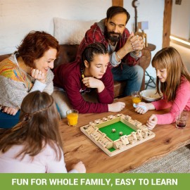 ropoda Wooden Shut The Box Game (2-4 Players) - Large 4 Sided Board, 8 Dice, Rules - Amusing Addition Game for Kids & Adults, 12 Inch ropoda Wooden Shut The Box Game (2-4 Players) - Large 4 Sided Board, 8 Dice, Rules - Amusing Addition Game for Kids & Adults, 12 Inch