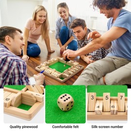 ropoda Wooden Shut The Box Game (2-4 Players) - Large 4 Sided Board, 8 Dice, Rules - Amusing Addition Game for Kids & Adults, 12 Inch ropoda Wooden Shut The Box Game (2-4 Players) - Large 4 Sided Board, 8 Dice, Rules - Amusing Addition Game for Kids & Adults, 12 Inch