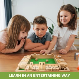 ropoda Wooden Shut The Box Game (2-4 Players) - Large 4 Sided Board, 8 Dice, Rules - Amusing Addition Game for Kids & Adults, 12 Inch ropoda Wooden Shut The Box Game (2-4 Players) - Large 4 Sided Board, 8 Dice, Rules - Amusing Addition Game for Kids & Adults, 12 Inch