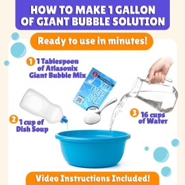Atlasonix Giant Bubble Wand Kit (1 Wand, 1 Bubble Mix 2 Gallon, 1 Tips & Trick Booklet) Bubbles Maker for Kids & Toddlers Atlasonix Giant Bubble Wand Kit (1 Wand, 1 Bubble Mix 2 Gallon, 1 Tips & Trick Booklet) Bubbles Maker for Kids & Toddlers