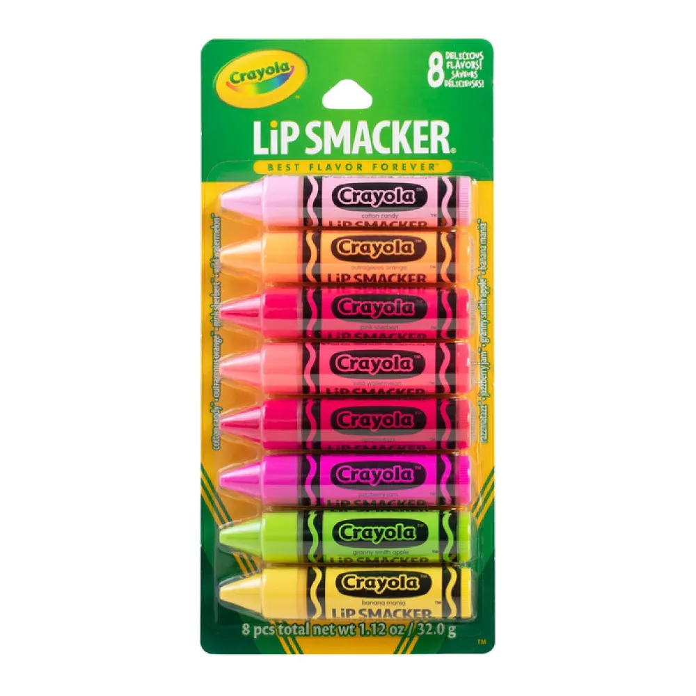 Lip Smacker Crayola Lip Balm Party Pack - 8 Moisturizing Lip Balms, Cotton Candy, Orange, Sherbert, Watermelon, Berry, Apple, Banana, Hydrating & Protecting - Cruelty-Free Lip Smacker Crayola Lip Balm Party Pack - 8 Moisturizing Lip Balms, Cotton Candy, Orange, Sherbert, Watermelon, Berry, Apple, Banana, Hydrating & Protecting - Cruelty-Free