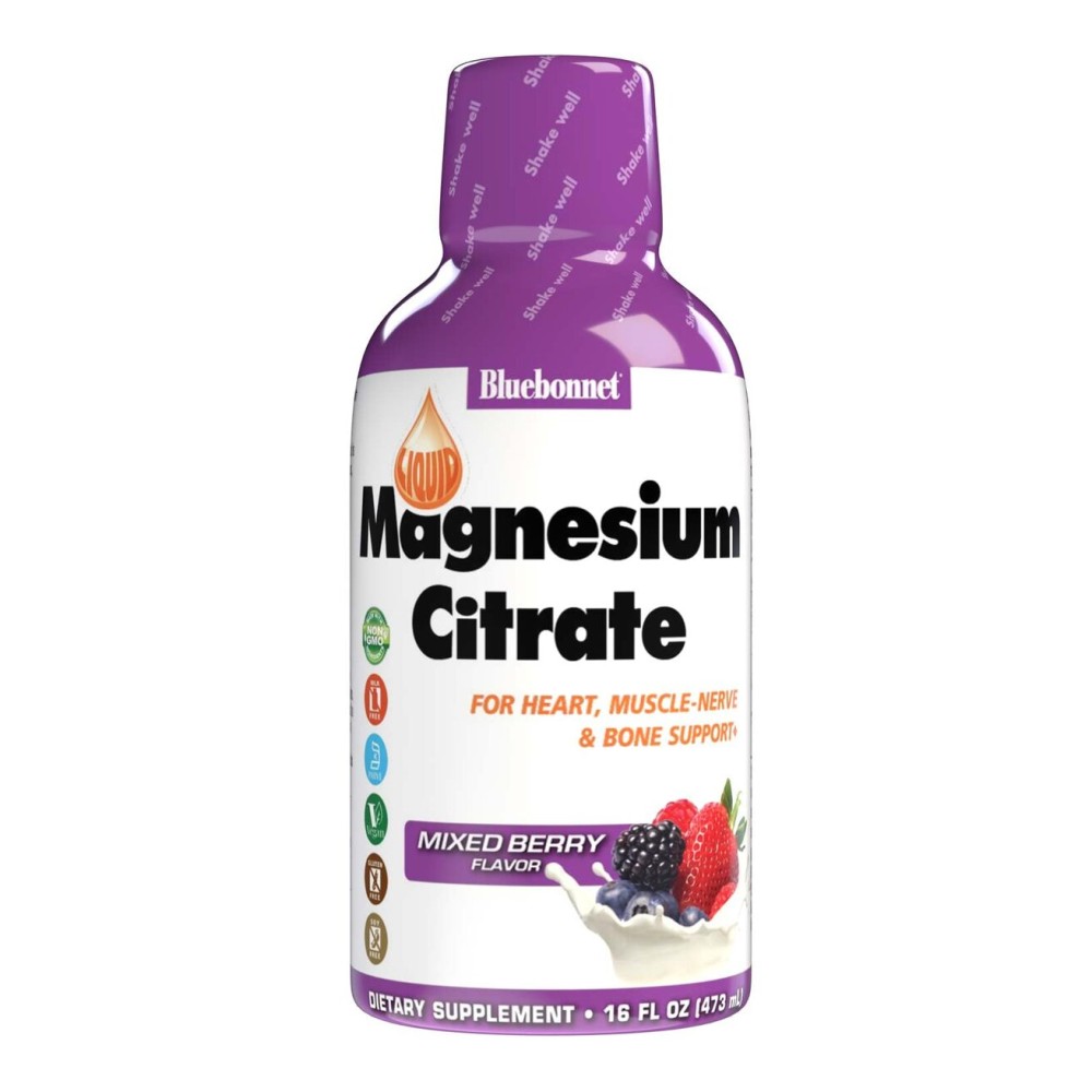 Bluebonnet Nutrition Magnesium Citrate 420 mg - Calm Mind & Body* - Supports Heart, Muscle & Sleep* - Non-GMO, Vegan, Kosher, Gluten-Free, Soy-Free, Milk-Free - 16 FL OZ, Mixed Berry Flavor Bluebonnet Nutrition Magnesium Citrate 420 mg - Calm Mind & Body* - Supports Heart, Muscle & Sleep* - Non-GMO, Vegan, Kosher, Gluten-Free, Soy-Free, Milk-Free - 16 FL OZ, Mixed Berry Flavor