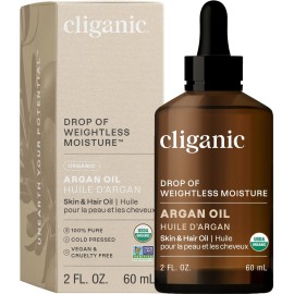 Cliganic Organic Argan Oil, 100% Pure - for Hair, Face & Skin | Cold Pressed Carrier Oil (Packaging May Vary)