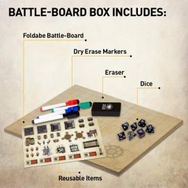 Melee Mats DND Map Starter Kit - 23 x 27 Double Sided, Wet/Dry Erase Battle Terrain Grid - Ultimate Tabletop Board Gaming Experience with Accessories