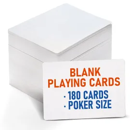 LotFancy Blank Playing Cards, 180PCS White Blank Index Flash Cards to Write on, Printable, Study Learning Cards, DIY Gift Card, Game Cards, Matte Finish, Poker Size, 2.5 x 3.5