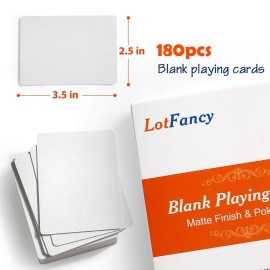 LotFancy Blank Playing Cards, 180PCS White Blank Index Flash Cards to Write on, Printable, Study Learning Cards, DIY Gift Card, Game Cards, Matte Finish, Poker Size, 2.5 x 3.5 LotFancy Blank Playing Cards, 180PCS White Blank Index Flash Cards to Write on, Printable, Study Learning Cards, DIY Gift Card, Game Cards, Matte Finish, Poker Size, 2.5 x 3.5