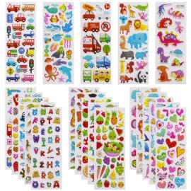 3D Stickers for Kids Toddlers 550+ Vivid Puffy Kids Stickers 24 Different Sheets, Colored 3D Stickers for Boys Girls Teachers, Reward, Craft Scrapbooking (Style-1)