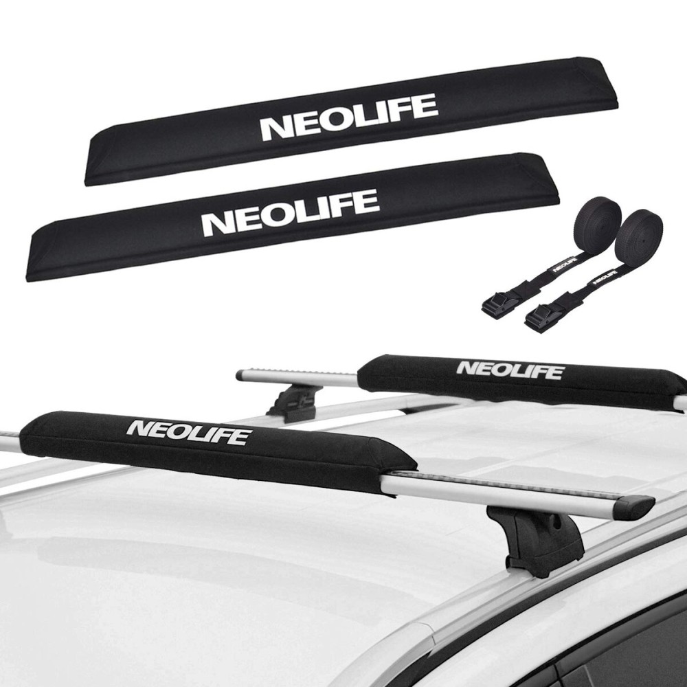 WONITAGO Soft Roof Rack Pads with Two 15 Ft Tie Down Straps for Surfboard, SUP Paddleboard, Snowboard, 28 (Pair) Black WONITAGO Soft Roof Rack Pads with Two 15 Ft Tie Down Straps for Surfboard, SUP Paddleboard, Snowboard, 28 (Pair) Black