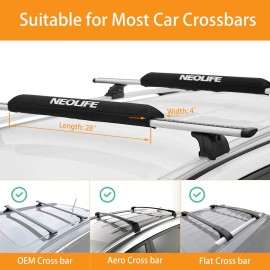WONITAGO Soft Roof Rack Pads with Two 15 Ft Tie Down Straps for Surfboard, SUP Paddleboard, Snowboard, 28 (Pair) Black WONITAGO Soft Roof Rack Pads with Two 15 Ft Tie Down Straps for Surfboard, SUP Paddleboard, Snowboard, 28 (Pair) Black