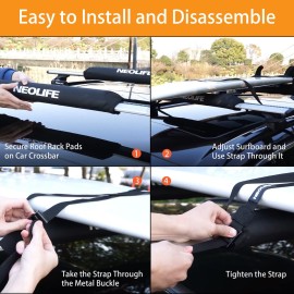 WONITAGO Soft Roof Rack Pads with Two 15 Ft Tie Down Straps for Surfboard, SUP Paddleboard, Snowboard, 28 (Pair) Black WONITAGO Soft Roof Rack Pads with Two 15 Ft Tie Down Straps for Surfboard, SUP Paddleboard, Snowboard, 28 (Pair) Black